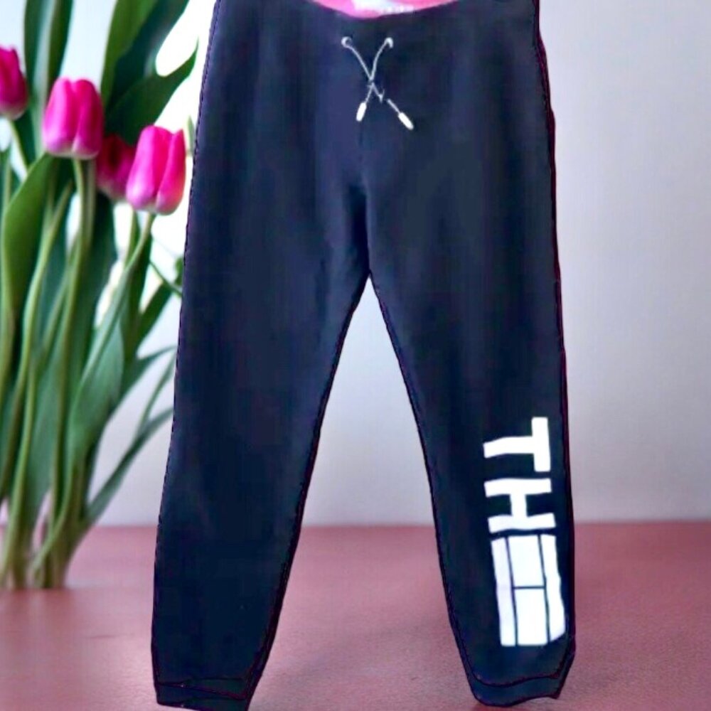 Tommy Hilfiger Sport Black Sweatpants Pants LOGO Elastic Ankle